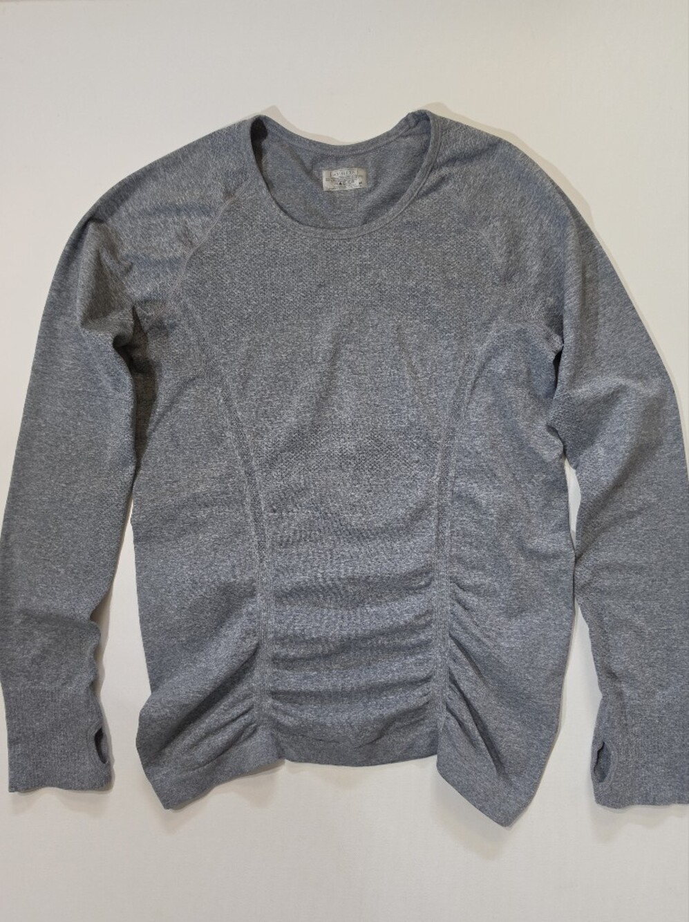 Athleta Performance Top Womens Medium Grey Gathered Front Yoga Pilates Activewea
